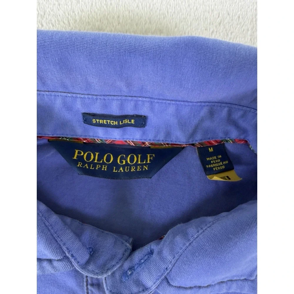Polo Golf Ralph Lauren Men's Medium Blue Stretch Lisle Performance Polo Shirt